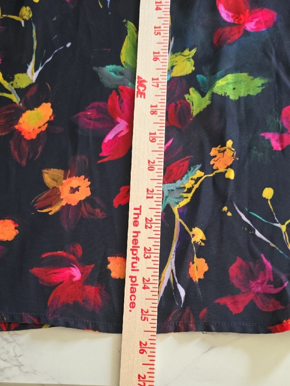 DKNY Navy Floral Short Sleeve Top with Multicolor Blooms - Picture 7 of 7